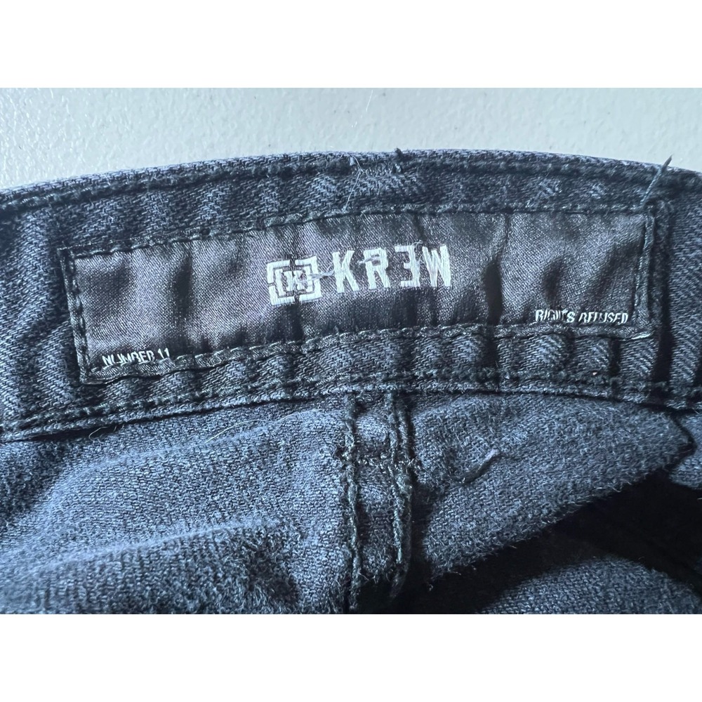 Krew Mens Black Denim 32x31 Buttonfly Y2K Slim Style K45572 - Picture 6 of 16